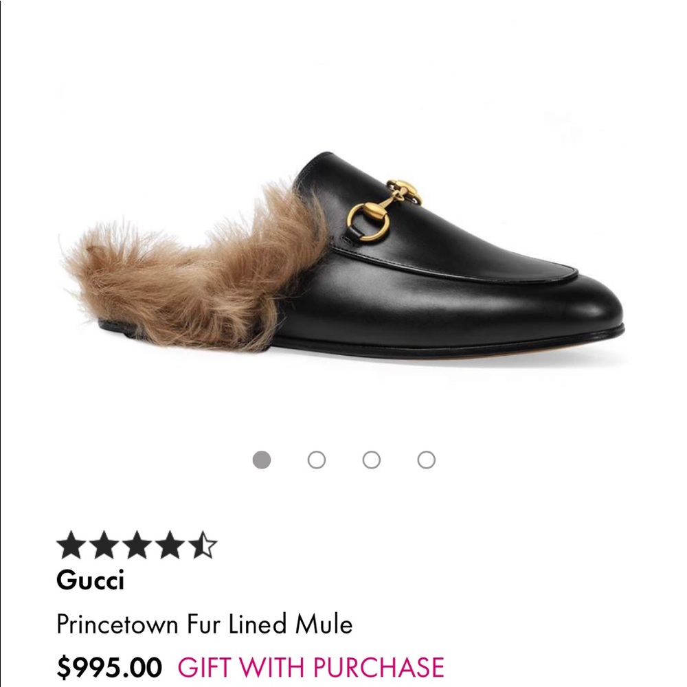 Authentic Gucci Princetown Fur Lined Mule - Black